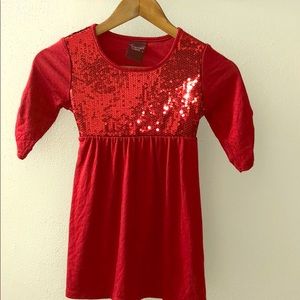 Girls red 3/4 top with sequins